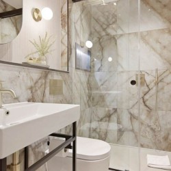 bathroom with sink and shower cubicle, Mansion House Apartments, City, London EC4