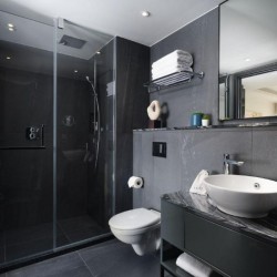 bathroom with walk in shower, The Deluxe Aparthotel, Shepherds Bush, London W12