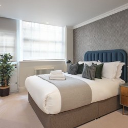 bedroom with plant, large bed, side table, Mayfair Deluxe Apartments, Mayfair, London W1