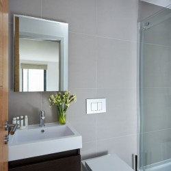 shower room with sink and mirror, The Mews Homes, Hammersmith, London W6