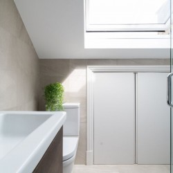 bathroom with sink and storage space, Barons Court Apartments, Hammersmith, London W6