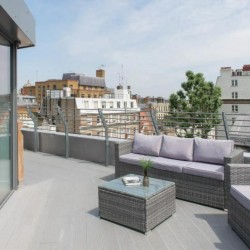 terrace with seating and view, West End Apartments, Holborn, London W1C